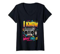 Donna I Know What This Is Retro 80's Throwback Party Divertente Maglietta con Collo a V