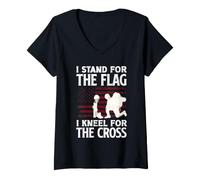 Donna I Land for The Flag Memorial Day Never Forget Veteran Maglietta con Collo a V