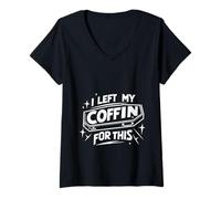 Donna I Left My Coffin For This Introvert Spooky Regret |||--- Maglietta con Collo a V
