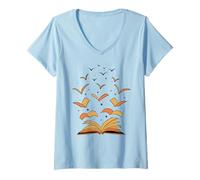Donna I Libri Sono Sogni Date Ali -Lettori avidi Topi di Biblioteca Bookish Maglietta con Collo a V