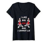 Donna I Like Big Koi, Divertente Design Giapponese per Amanti dei Pesci Maglietta con Collo a V