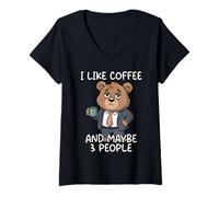 Donna I Like Coffee And Maybe 3 People Maglietta con Collo a V