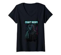 Donna I Like Crafts Joke - Gioco di Parole per Amanti della Birra Artigianale, Stile Sci Fi Maglietta con Collo a V