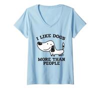 Donna I Like Dogs More Than People Funny Dog Maglietta con Collo a V