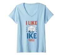 Donna I Like Ike 1952 Campagna presidenziale retrò di Eisenhower Maglietta con Collo a V