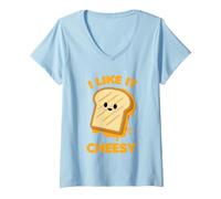 Donna I Like It Cheesy Funny Grilled Cheese Maglietta con Collo a V