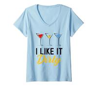 Donna I Like It Dirty Funny Dirty Martini Bicchiere Drink Happy Hour Maglietta con Collo a V