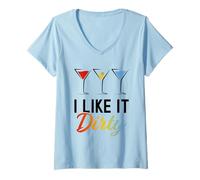Donna I Like It Dirty Funny Dirty Martini Bicchiere Drink Happy Hour Maglietta con Collo a V