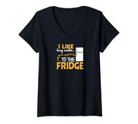 Donna I LIKE long walks TO THE FRIDGE Funny Foodie Humor Maglietta con Collo a V