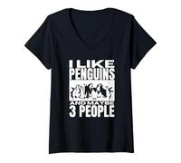 Donna I Like Penguins And Maybe 3 Persone Divertente Pinguino Maglietta con Collo a V