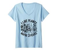 Donna I Like Plants And Maybe Three People Maglietta con Collo a V