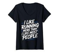 Donna I Like Running More Than I Like Most People - Maglietta con Collo a V