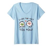 Donna I Like The Way You Roll Sushi Maglietta con Collo a V