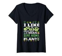 Donna I Like To Party Divertente Amante delle Piante Giardiniere Domestico Maglietta con Collo a V