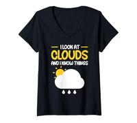 Donna I Look At Clouds And I Know Things Maglietta con Collo a V