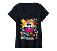 Donna I Love 80's, Retro Back To 80's Stuff Illustration Graphic Maglietta con Collo a V