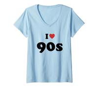 Donna I Love 90s Maglietta con Collo a V