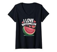 Donna I Love Anguria Slice Summer Joy Maglietta con Collo a V