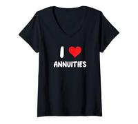 Donna I Love Annuities - Cuore - Vendita di investimento assicurativo rendita Maglietta con Collo a V