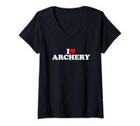 Donna I Love Archery, I Heart Archery Maglietta con Collo a V