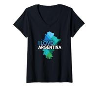 Donna I Love Argentina Bold Passion Dichiarazione Maglietta con Collo a V