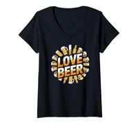Donna I Love Beer Enthusiasts Grafica Preferita Brew Maglietta con Collo a V
