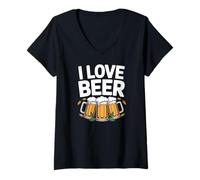 Donna I Love Beer Lager Celebration Momenti divertenti Maglietta con Collo a V
