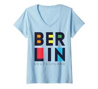 Donna I Love Berlin Tee, Berlin Deutschland Novelty Graphic Design Maglietta con Collo a V