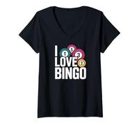 Donna I Love Bingo Appassionato Notte Gioco Maglietta con Collo a V