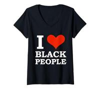 Donna I Love Black People Black is Beautiful Black Pride Melanina Maglietta con Collo a V