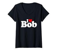 Donna I Love Bob I Heart Robert Nome su Un Tee Maglietta con Collo a V