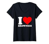 Donna I Love Brownies, I Heart Brownies Maglietta con Collo a V