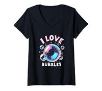 Donna I Love Bubbles I Sapone Bambini Ragazze Maglietta con Collo a V