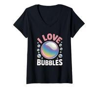 Donna I Love Bubbles I Sapone Bambini Ragazze Maglietta con Collo a V