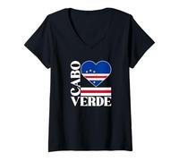 Donna I Love Cabo Capo Verde con bandiera di Capo Verde in un cuore Maglietta con Collo a V