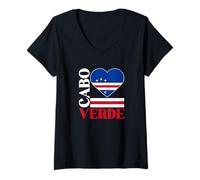 Donna I Love Cabo Capo Verde con bandiera di Capo Verde in un cuore Maglietta con Collo a V
