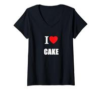 Donna I Love Cake Baking Baker Cioccolato Carota Crema Spugna Frutta Maglietta con Collo a V