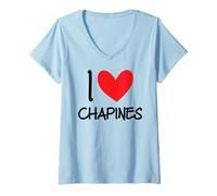 Donna I Love Chapines Guatemala Quetzal 502 Antigua Maya Guate Maglietta con Collo a V