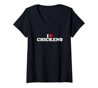 Donna I Love Chickens Maglietta con Collo a V