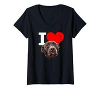 Donna I Love Chocolate Lab Dog Brown Labrador Retriever Lover Maglietta con Collo a V