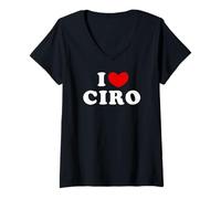 Donna I Love Ciro, Io Amo Ciro Maglietta con Collo a V