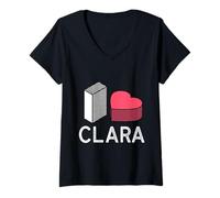 Donna I Love Clara Nome Personalizzato Clara Maglietta con Collo a V