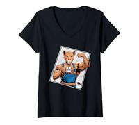 Donna I Love Coffee Forte Umorismo Leone Maglietta con Collo a V
