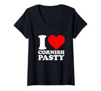 Donna I Love Cornish Pasty Maglietta con Collo a V