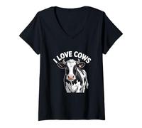 Donna I Love Cows, adorabile mucca, design artistico Maglietta con Collo a V