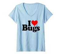 Donna I Love Cuore Insetti ENTOMOLOGIA Maglietta con Collo a V