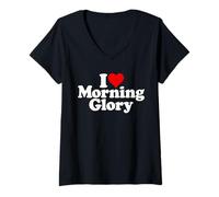 Donna I Love Cuore Morning Glory Maglietta con Collo a V