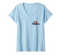 Donna I Love Cuore Sophia Nome su Un Tee Maglietta con Collo a V