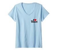 Donna I Love Cuore Toast Toaster Pane A FETTE Maglietta con Collo a V