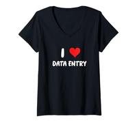 Donna I Love Data Entry - Heart - Grafici Rapporti Fogli di calcolo Maglietta con Collo a V